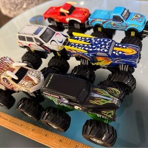 Mattel Monster Truck Lot Of 6 Push N Go 1/43 Scale